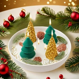 Christmas Tree Candles Christmas Decoration Indoor, Large Bowl Christmas Scented - Picture 1 of 6