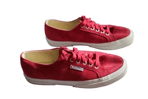 SUPERGA Red Suede Leather Classic Low Rise Sneakers Size 8, VGC - Picture 1 of 12