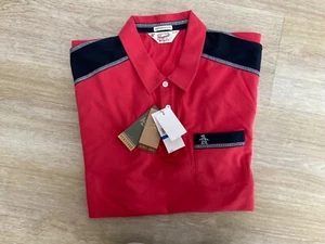 Original Penguin Hombre Rojo Polo Camiseta Talla XL Extra Grande Heritage Calce Ajustado NUEVO - Imagen 1 de 10
