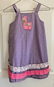 Girl's wrap dress/jumper, handmade, size 5/6, lavender w/llama, trans seasonal - Picture 1 of 4