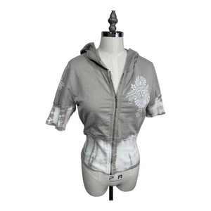 Yogi Y2K Tie Dye Zip Hoodie Metallic Paisley Boho Kurzarm Damen Medium USA - Bild 1 von 10