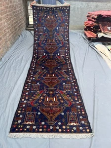 2'11 x 9'10 ft Vintage Afghan Floral Runner Rug Hand Knotted Wool Area Carpet - Picture 1 of 11