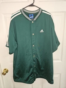 Vintage Adidas Druckknopf Kurzarm grün Herren Sporthemd Größe Large - Bild 1 von 6