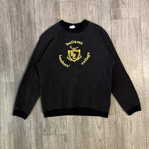 Vintage 60 Double Face Sweatshirt Ballerats Teachers College Size small/XS Black - Picture 1 of 9