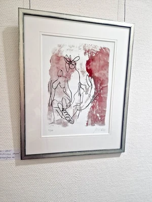 Armin Mueller - Stahl " Ich schenk Dir eine Blume " handsigniert GALERIERAHMUNG - Bild 1 von 2