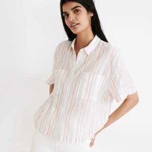 Madewell Beachside Shirt Seersucker Delmar Stripe Pocket Button Up Women's XS - Picture 1 of 11