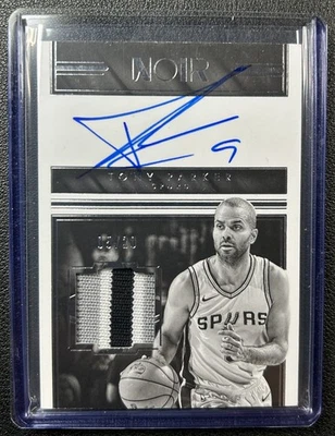 TONY PARKER 2017-18 PANINI NOIR #BW-TP PRIME GAME-USED PATCH AUTO 05/20 SPURS - Image 1 of 2