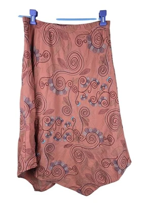 Russ Beren Hand-Colored Embroidered Asymmetrical Skirt S Linen Blend Boho Fairy - Image 1 of 4