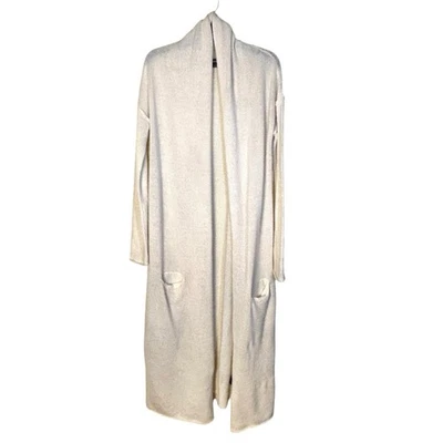 THE PERFECXT CASHMERE S Longline Maxi Suéter Cárdigan Marfil AGUJERO AXILA Foto 1 de 4