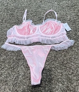 Auden Nwt Bra And Panty Set With Velvet And Ruffles Size Xl - Picture 1 of 6