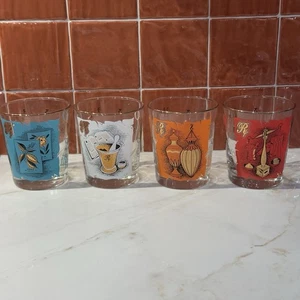 Set 4 bicchieri vintage Libbey farmacia farmacia Rx bordo oro rocce 4" MCM - Foto 1 di 17