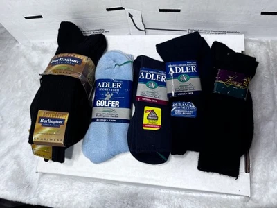 Burlington & Adler Hombres Calcetines Crew Mezcla Algodón Tallas 6-12 Hecho en EE. UU. Lote Mixto Foto 1 de 4