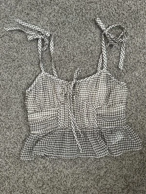 NUEVO CON ETIQUETAS American Eagle Corsé Peplum Marrón Guinga Camiseta sin Mangas Talla XS Foto 1 de 4
