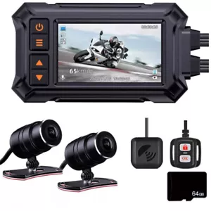 3" Motorcycle Dash Camera WIFI GPS Waterproof Front+Rear 1080P Motion 64GB - Picture 1 of 19