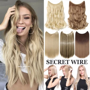 US One Piece Curly Wavy Hair Extension Hidden Secret Wire In Hairpiece for Human - Picture 1 of 43