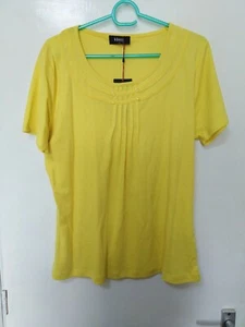 NWT Klass Womens top plain lemon yellow cotton L - Picture 1 of 9