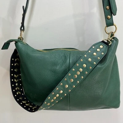 Sam Edelman Pebbled Leather Crossbody Bag Women Green Studded Suede Purse Grunch - Image 1 of 4