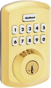 Kwikset Powerbolt 250 10 Tasten Tastatur Messing poliert elektronisches Türschloss - Bild 1 von 8