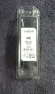 Crucial Memory Module Kit CT12864AC667 1GB 200-PIN DDR2 SODIMM 128Mx6 SDRAM *NEW - Image 1 of 2