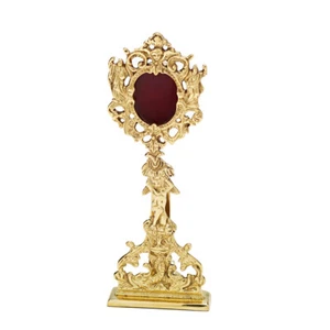 Reliquary Monstranz Hausaltar brass Luna opening rear gold gloss for church home - Picture 1 of 1
