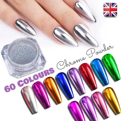Mirror Chrome Nail Powder Unicorn Holographic Effect 60 Colours Nails Decoration - Image 1 of 4