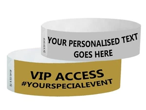 Personalised Paper Wristbands VIP Custom Party Events Strap Entry Ticket NYE - Picture 1 of 8