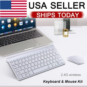 Silver Mini 2.4G Wireless Keyboard & Mouse Kit Combo For PC Laptop Computer iPad - Picture 1 of 12