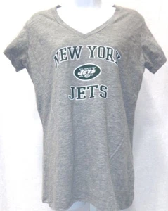 New York Jets Football Ladies Fitted V-Neck Short Sleeve T-Shirt Gray NWT - Picture 1 of 1