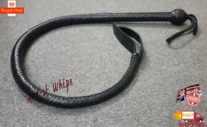 4 Fuß lang 24 Zöpfe Top Maserung Leder Flogger & Stierpeitsche schwarze Peitsche Erwachsene Geschenk - Bild 1 von 7