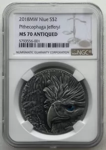 NGC MS70 Niue 2018 Pithecophaga Jefferyi Eagle Silver Coin 1oz Philippine Eagle - Picture 1 of 7