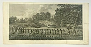 TONGA FETE EN L'HONNEUR DU ROI DE TONGATABOO 1780 JAMES COOK ANTIQUE PLATE - Picture 1 of 5