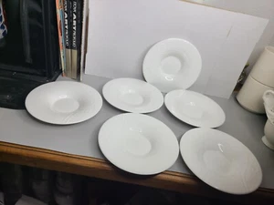 Wedgwood NATURE Saucer Embossed Floral White English Bone China Set Of 6 - Picture 1 of 6