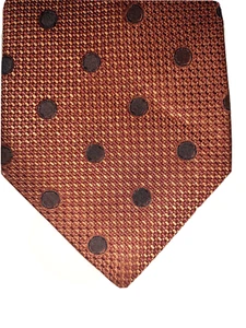 Jos A Banks Joseph 100% Silk Necktie Neck Tie 60" Orange Rust Brown Dots 114 - Picture 1 of 6