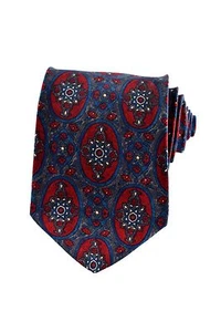 Karl Lagerfeld Herren 100 % marineblau & rot Seide geometrisches Accessoire Krawatte - Bild 1 von 2