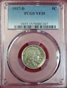 1917-D BUFFALO NICKEL PCGS VF35 - Picture 1 of 4