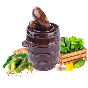 Gärtopf mit Deckel 3,2 - 25L Sauerkrauttopf aus Steinzeug Tontopf Rumtopf Fass - Bild 1 von 20