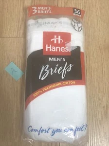 NEW 1997 MENS HANES BRIEFS WHITE SZ 36~ 3 PAIR - Picture 1 of 5