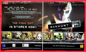 RARE! 2003 MANHUNT PS2 PlayStation 2 Video Game 2pg Promo Art Print AD 18 x 11 - Picture 1 of 1