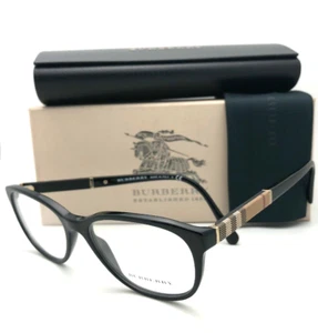New BURBERRY Eyeglasses B 2172 3001 52-16 140 Black & Gold Frames Burberry Plaid - Picture 1 of 12