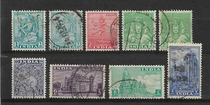 India 1949, Lot of 9 stamps, Scott # 207+, VF USED ! (RONPAT-5) - Picture 1 of 1