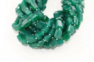 14'Long Natural Green Onyx Faceted Nuggets Beads 7-10 MM Making Gemstone Jewelry - Imagen 1 de 4