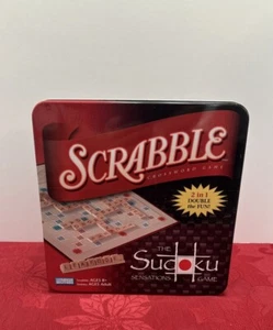 Scrabble & Sudoku 2 In 1 Double The Fun Games in Tin Complete Parker Brothers - Picture 1 of 3