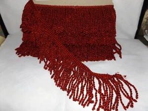 Bullion Fringe, Red 6 1/2 " . 9 1/2 Yards Lot - Picture 1 of 4