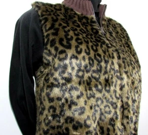 Tiara International Pulloverweste Damen XL Kunstfell Gepard Reißverschluss vorne Strick hinten - Bild 1 von 11