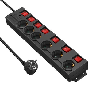 DEWENWILS Steckerleiste 6x einzeln schaltbar, 2m, zum Aufhängen, für Büro/Werkst - Bild 1 von 15