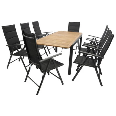 Gartengarnitur Alu Sitzgruppe Gartenmöbel Garnitur MILOS Alu Akazie  9-teilig - Bild 1 von 4