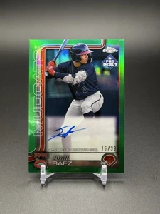 2025 Topps Pro debut Juan Baez en tarjeta cromo verde refractor automático/99 #PDC91 - Imagen 1 de 2