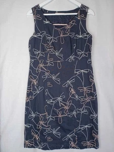 White Stuff Cotton Linen Shift Dress Size 10 Navy Dragonfly Sleeveless Lined - Picture 1 of 7