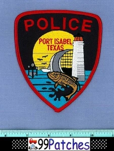 Toppa spalla polizia PORT ISABEL TEXAS LUNA PIENA FARO PESCE BARCA A VELA 5D - Foto 1 di 1