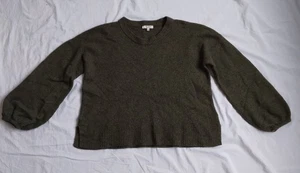 Madewell Sweater Crewneck Green Pullover Sweater Puff Sleeve Boho Women's L - Picture 1 of 13